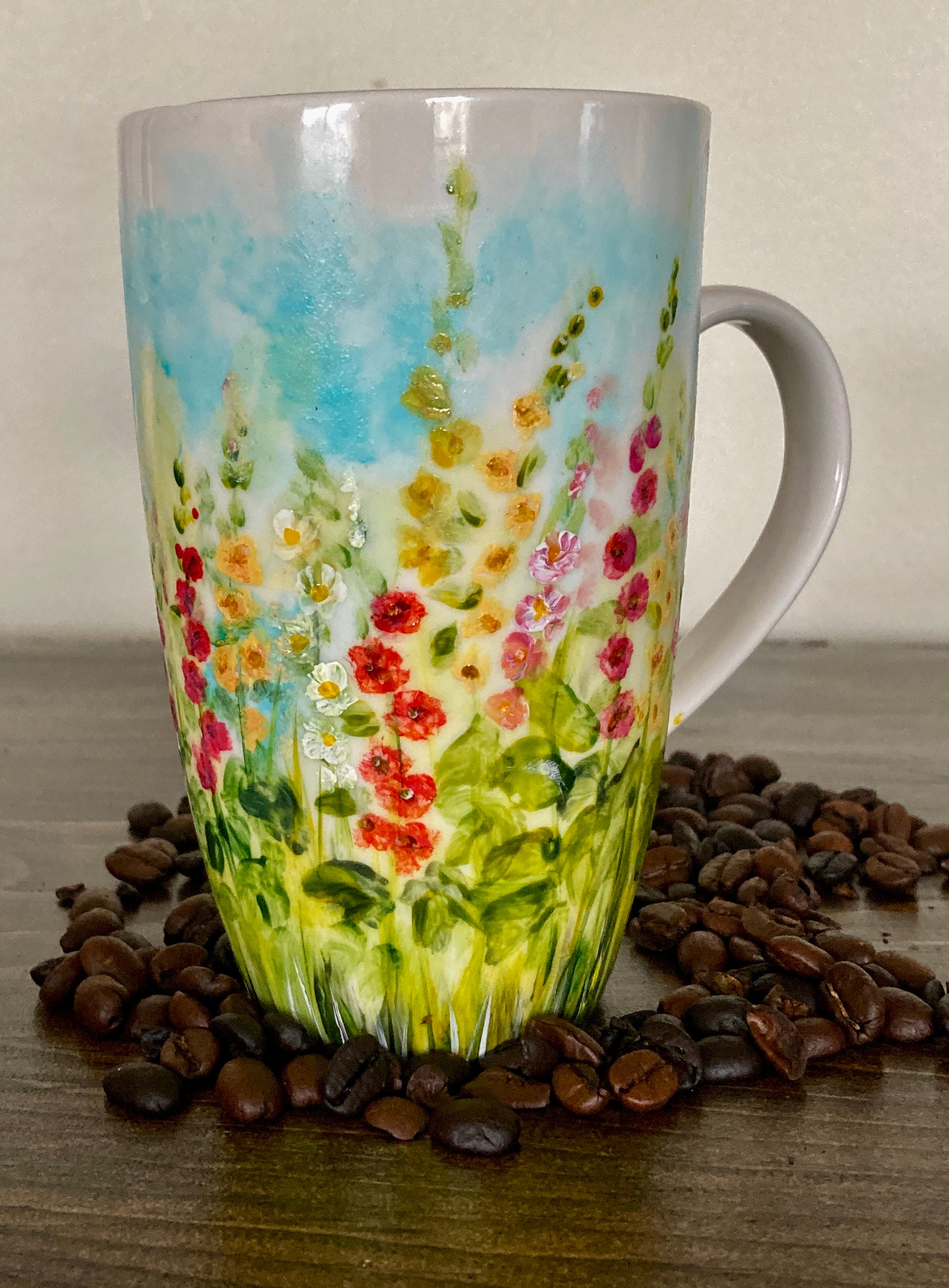 Flower mug| Glass mug| Clear glass mug| Libbey mug