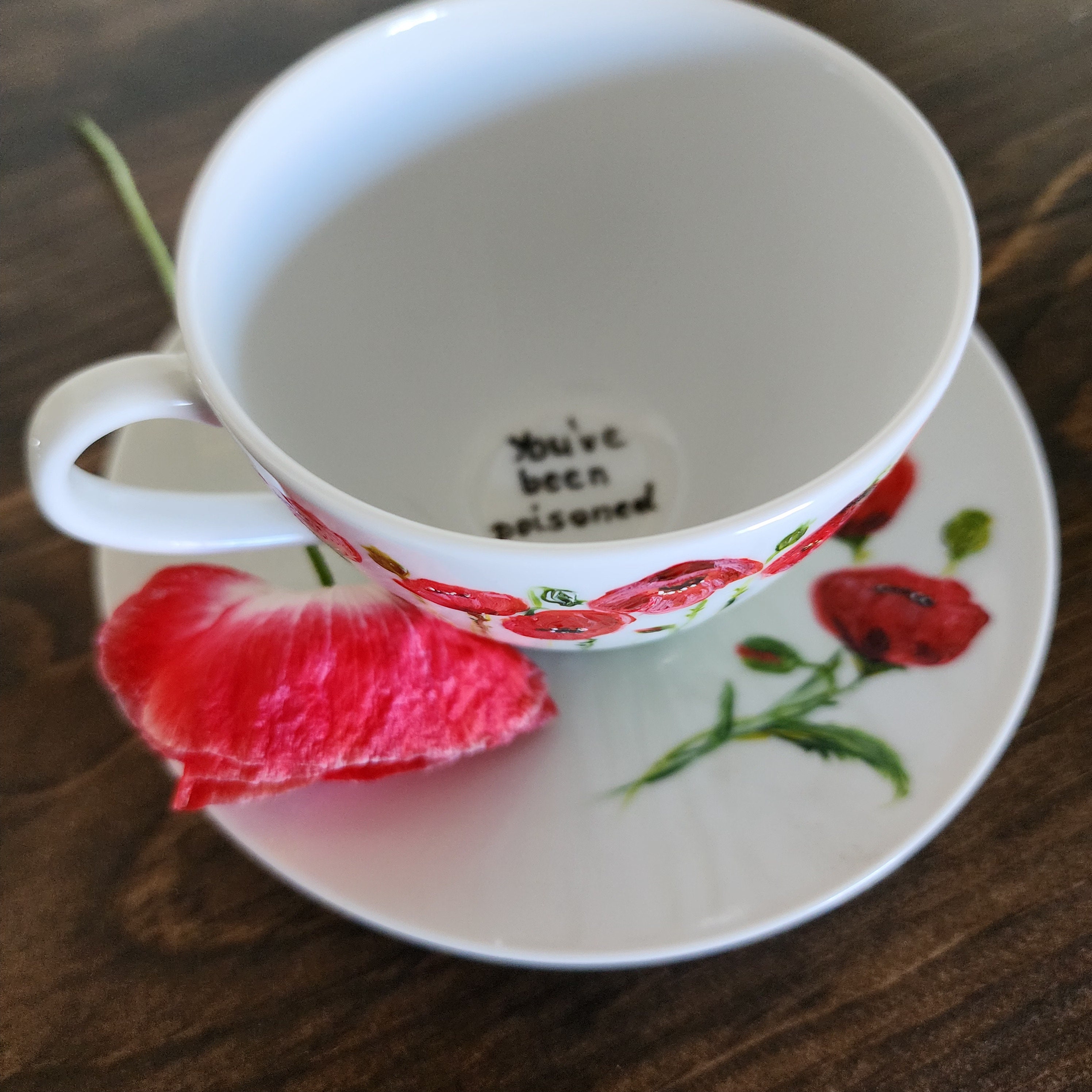 Porcelain Tea or Coffee Pot with Lid. Poppy Flower Hand Painted over L –  Anything Discovered