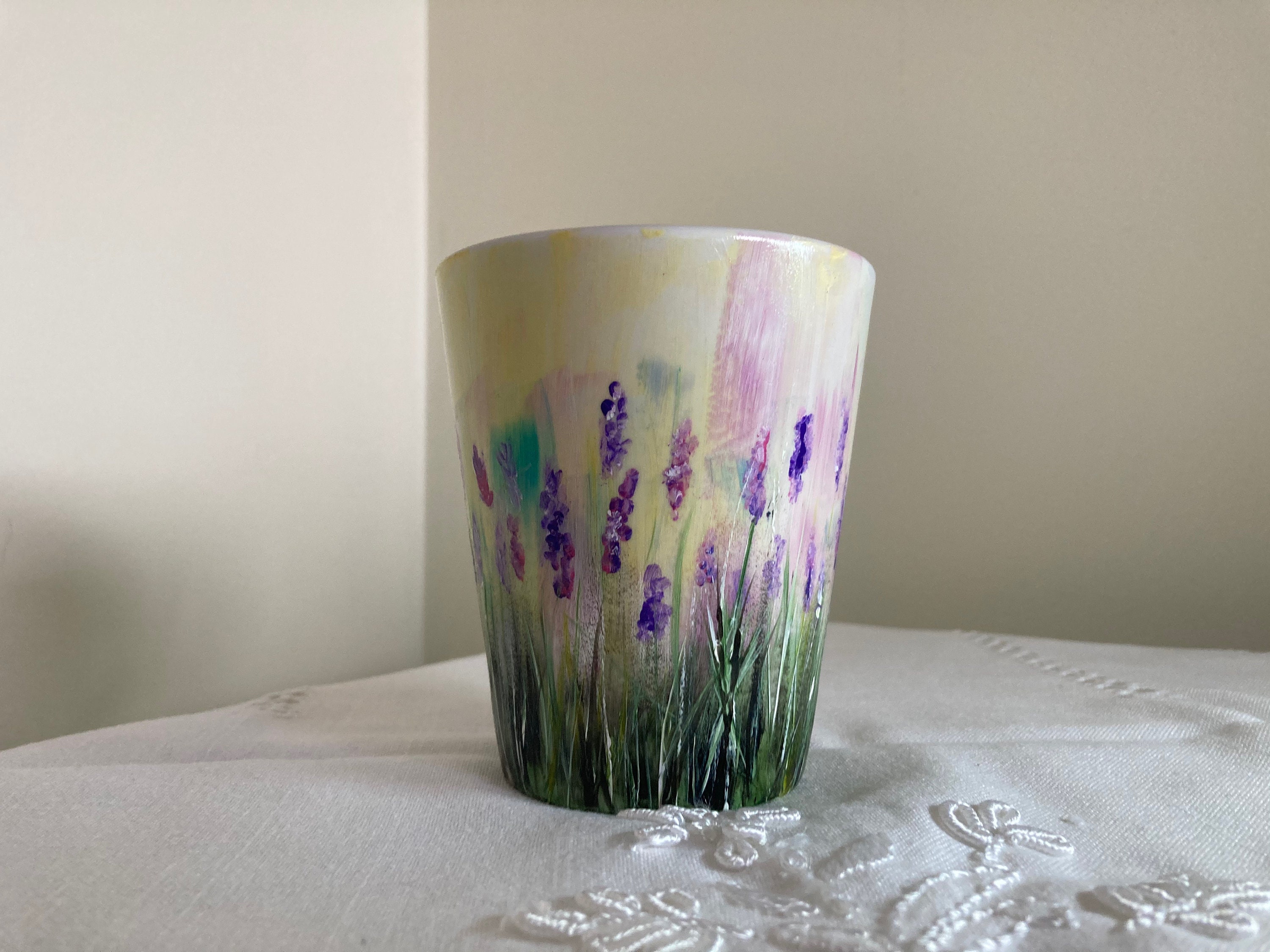 Lavender Mug, Hand Painted Mug, Lavender Lovers, Garden Lovers