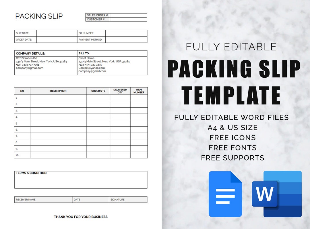 Packing Slip, Editable Packing Slip Template Word Google Docs