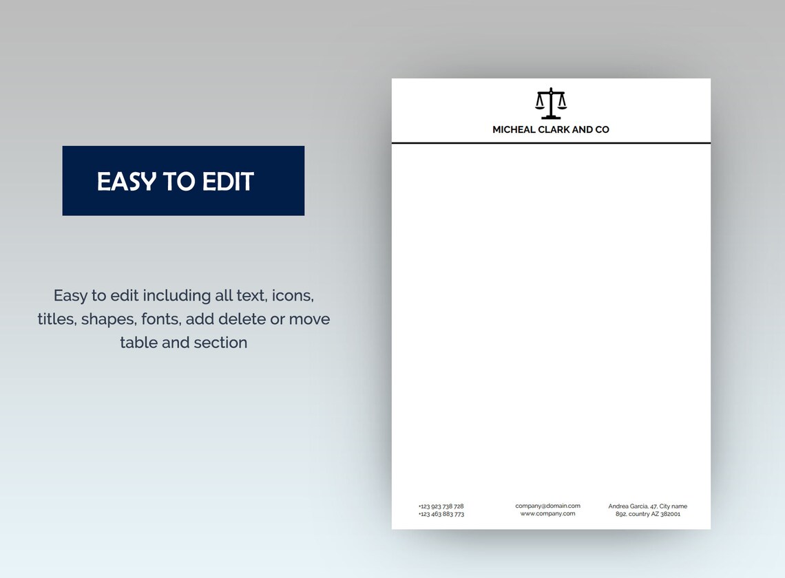 Editable Letterhead Template Word, Personal Template, Business ...