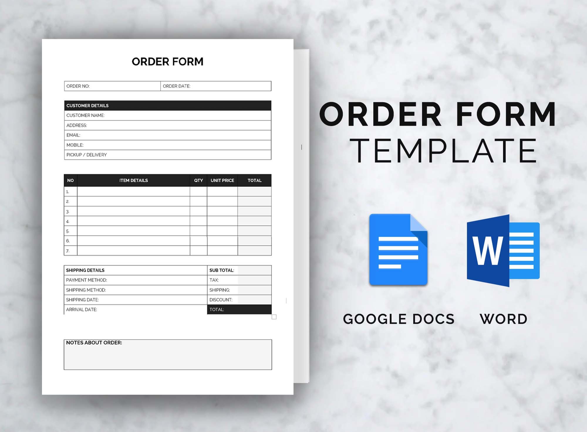 custom order form template editable purchase order form etsy ireland