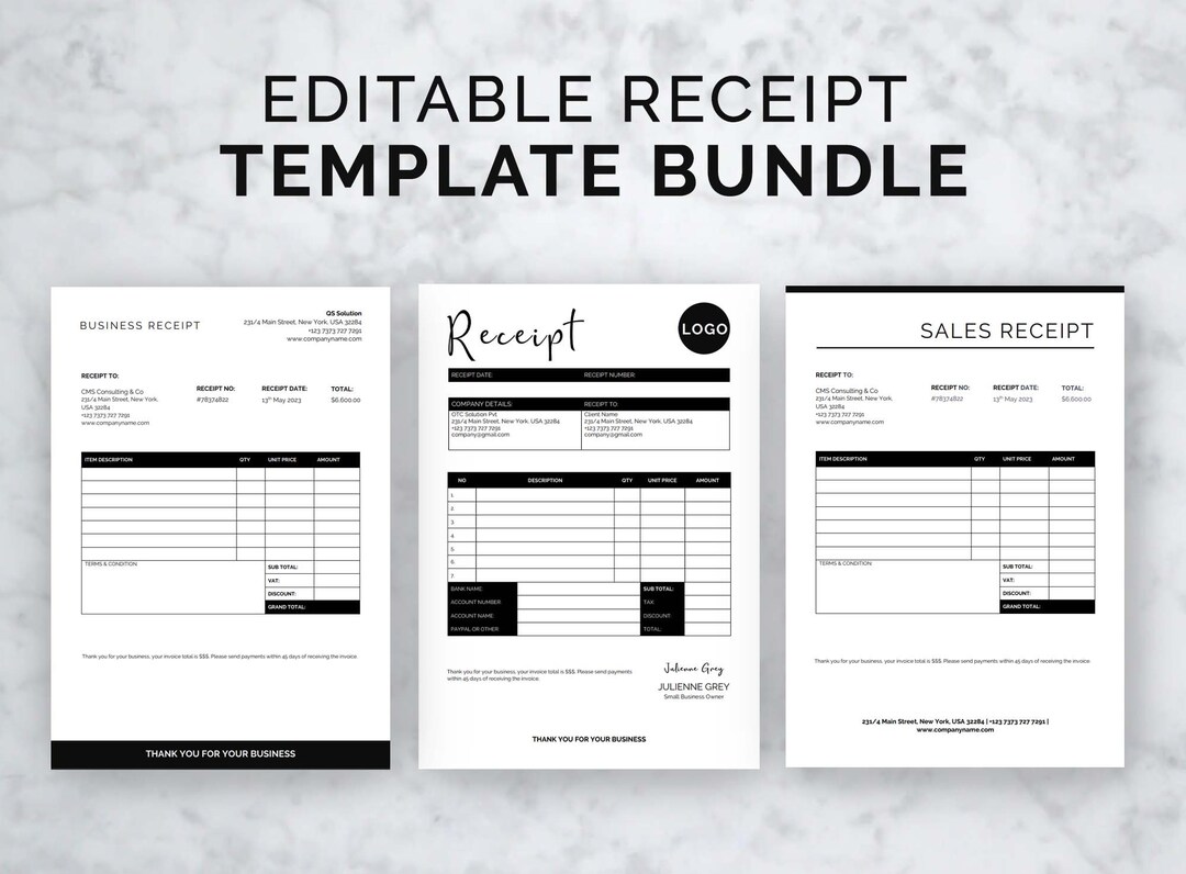 Buy Receipt Template Receipt Template Small Business Online in India - Etsy
