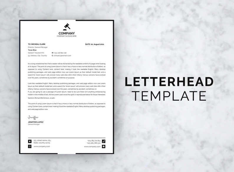 Letterhead Template, Fully Editable Letterhead Template, A4 and US ...