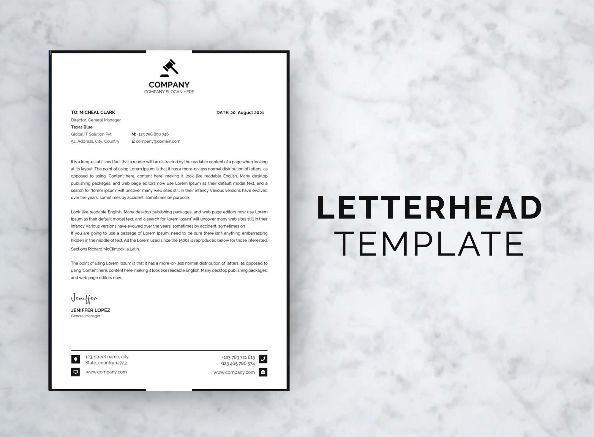 Letterhead Template Fully Editable Letterhead Template A4 And US 