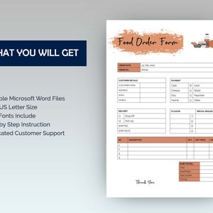 Order Form Template Editable, Food Order Form Template Word Editable ...
