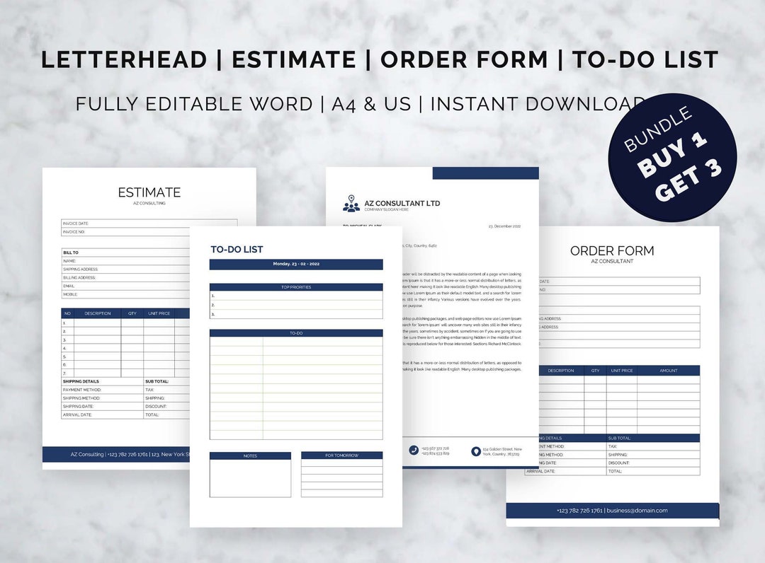 Letterhead Template, Business Letterhead Template, Editable Business ...