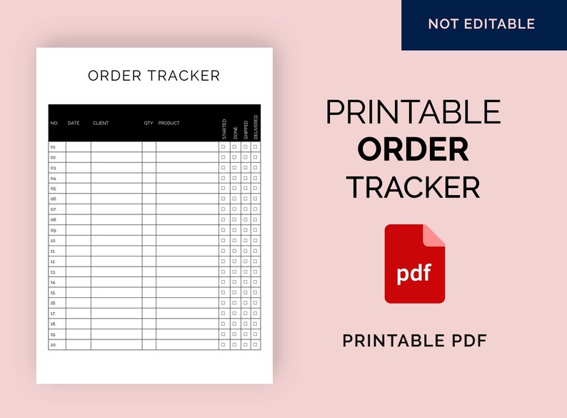 Printable Order Tracker, Order Tracking Template PDF Printable, Minimal Product Tracker, Small ...