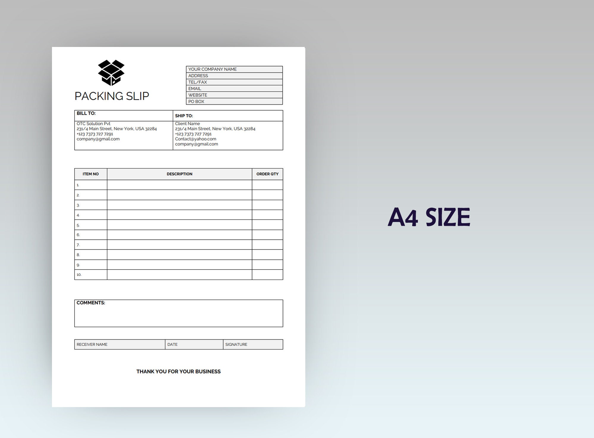 Packing Slip, Printable Packing Slip, Editable Packing Slip Template ...