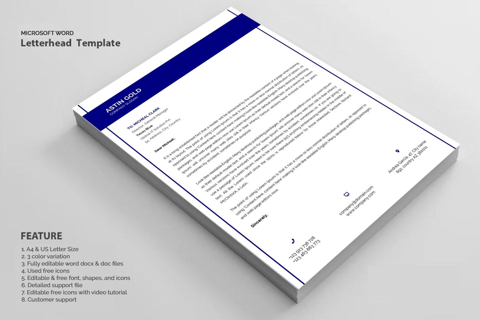 Letterhead Template Custom Letter Head Template Letterhead Etsy