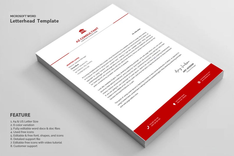 Professioneel briefhoofd, sjabloon voor zakelijk briefpapier, bewerkbare sjabloon voor briefpapier direct downloaden, zakelijk briefpapier, ontwerp voor briefpapier afbeelding 4