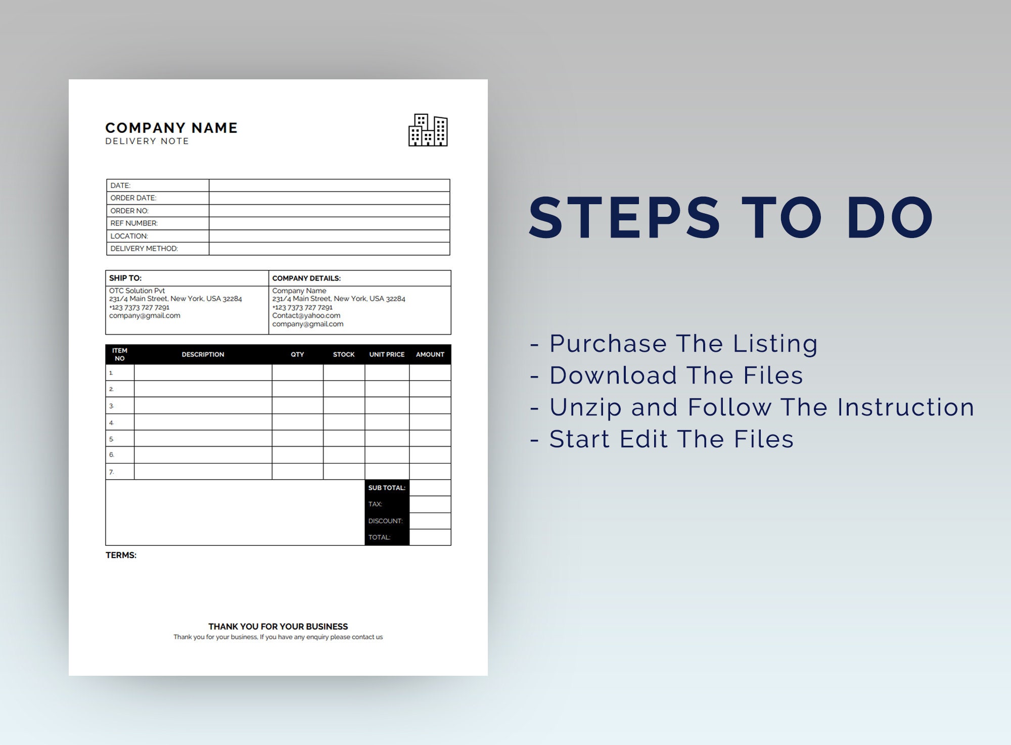 Delivery Note, Modern Delivery Note Example, Digital Delivery Note