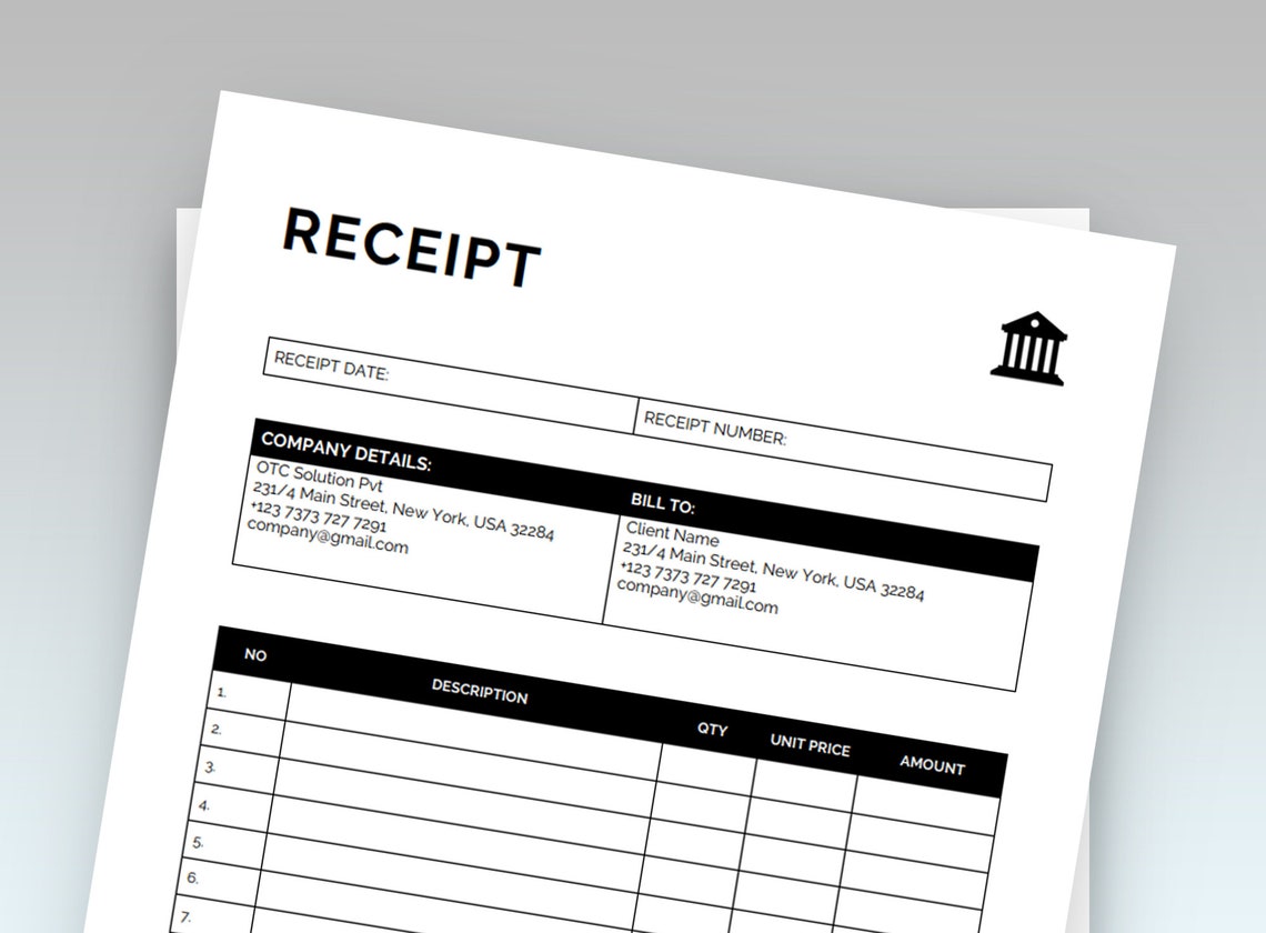 Business Receipt Template, Printable Receipt, Receipt Template Word ...