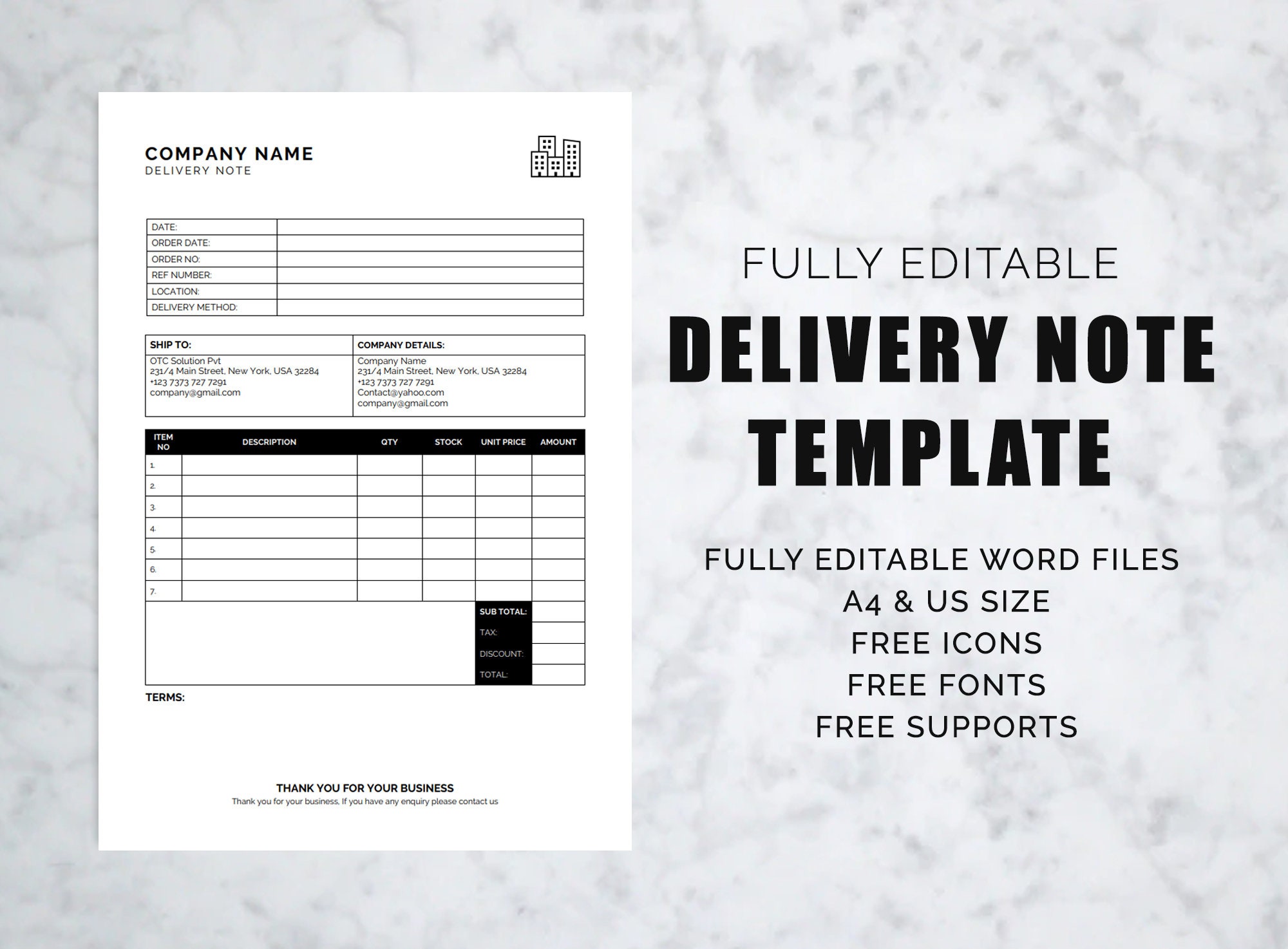 Delivery Note, Modern Delivery Note Example, Digital Delivery Note