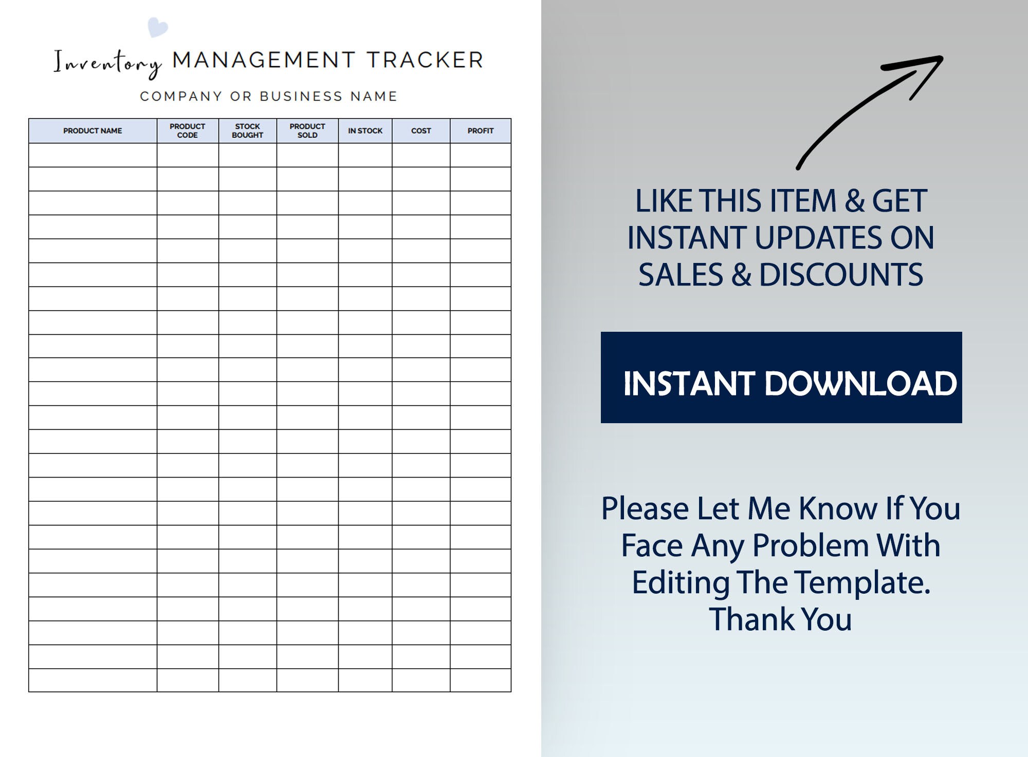 Editable Business Inventory Template, Inventory Management Tracker ...