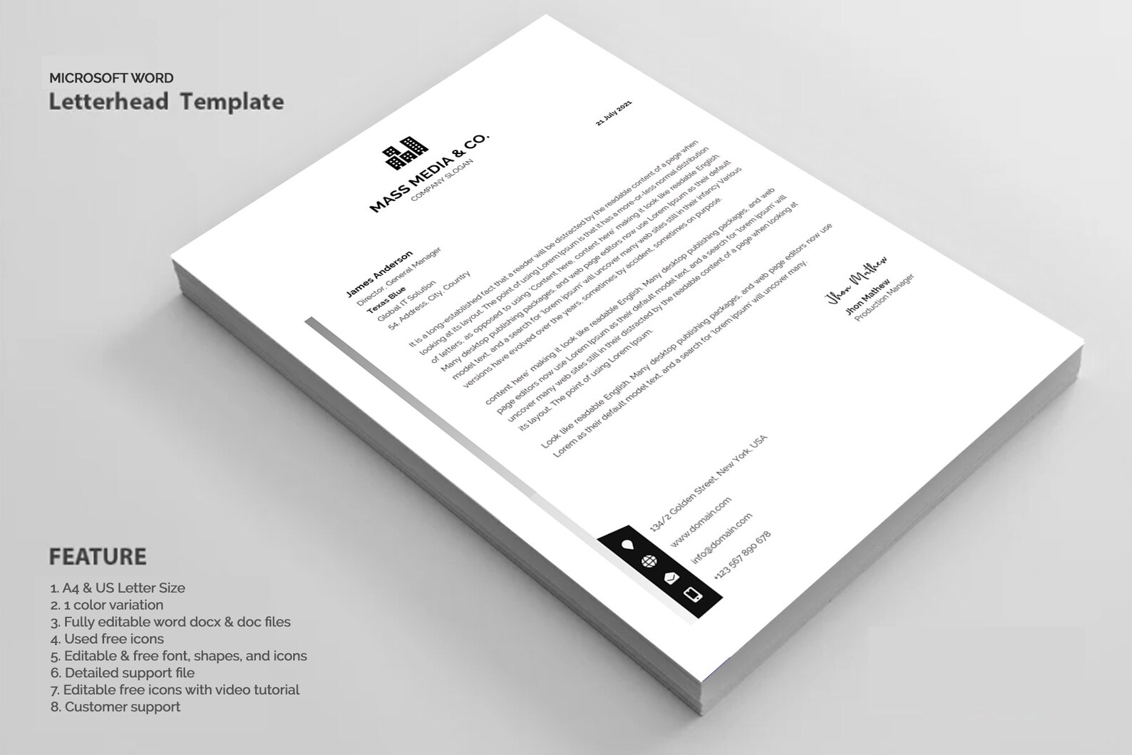 Business Letterhead Letterhead Template Editable Letterhead Etsy