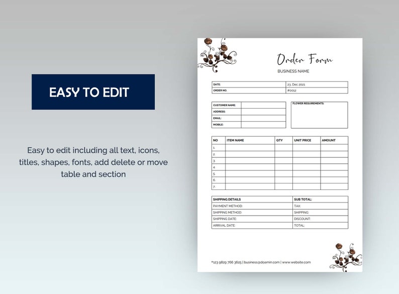 Order Form Template Editable Floral Order Form Template Etsy order-form-template-editable-floral-order-form-template-etsy
