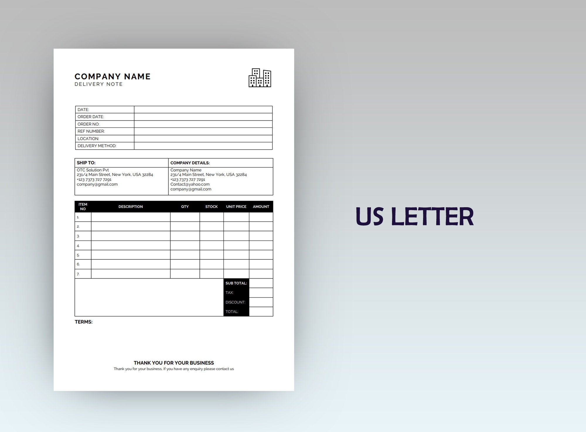 Delivery Note, Modern Delivery Note Example, Digital Delivery Note