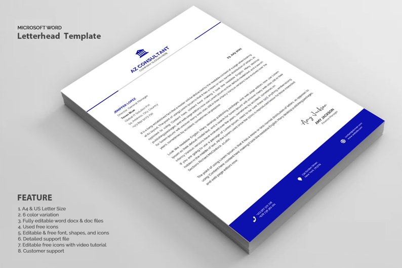 Professioneel briefhoofd, sjabloon voor zakelijk briefpapier, bewerkbare sjabloon voor briefpapier direct downloaden, zakelijk briefpapier, ontwerp voor briefpapier afbeelding 5