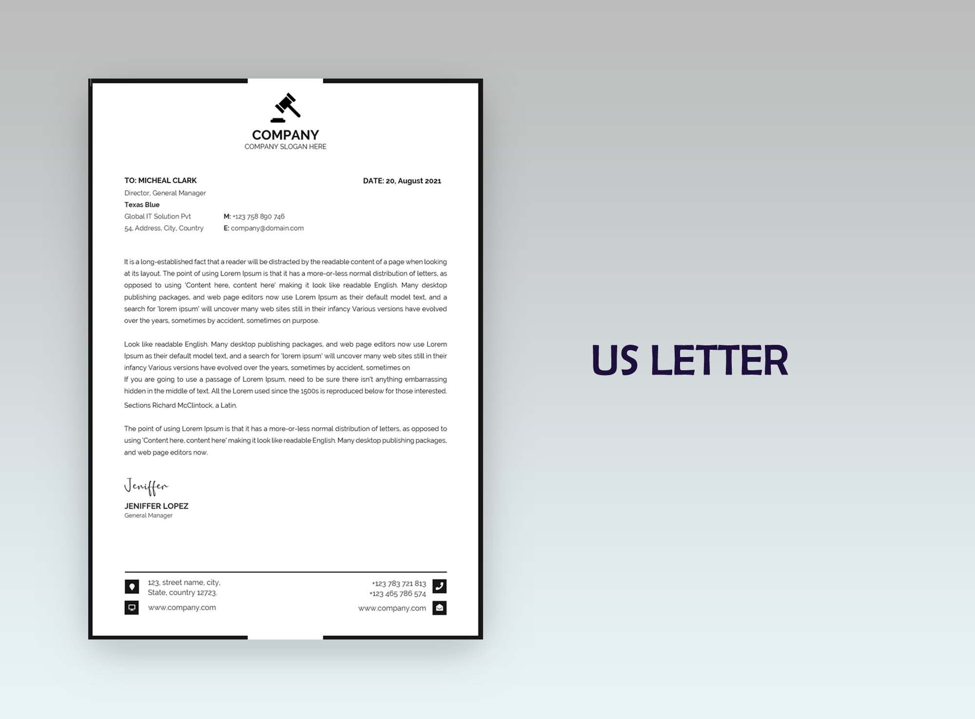 Letterhead Template, Fully Editable Letterhead Template, A4 and US