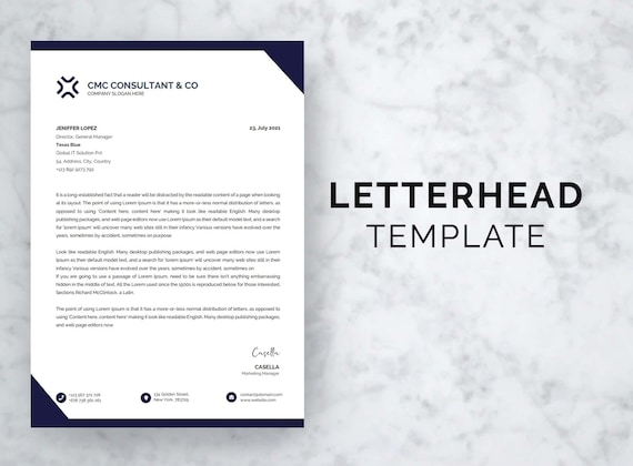 Professional Letterhead Template Business Letterhead Template Letterhead Template Letterhead Template for Word Letterhead Design Etsy