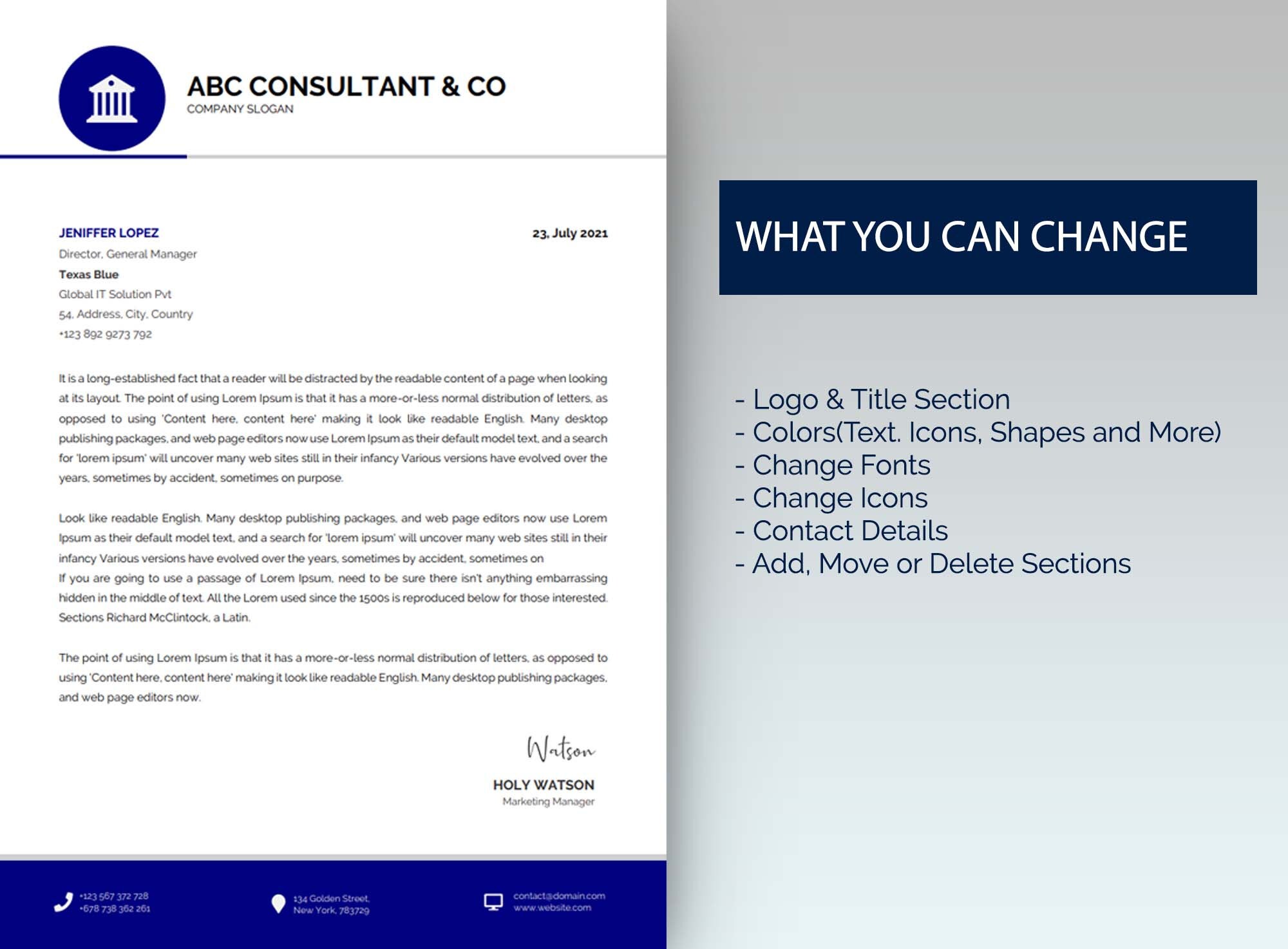 Letterhead Template, Company Letterhead Template Word, Modern