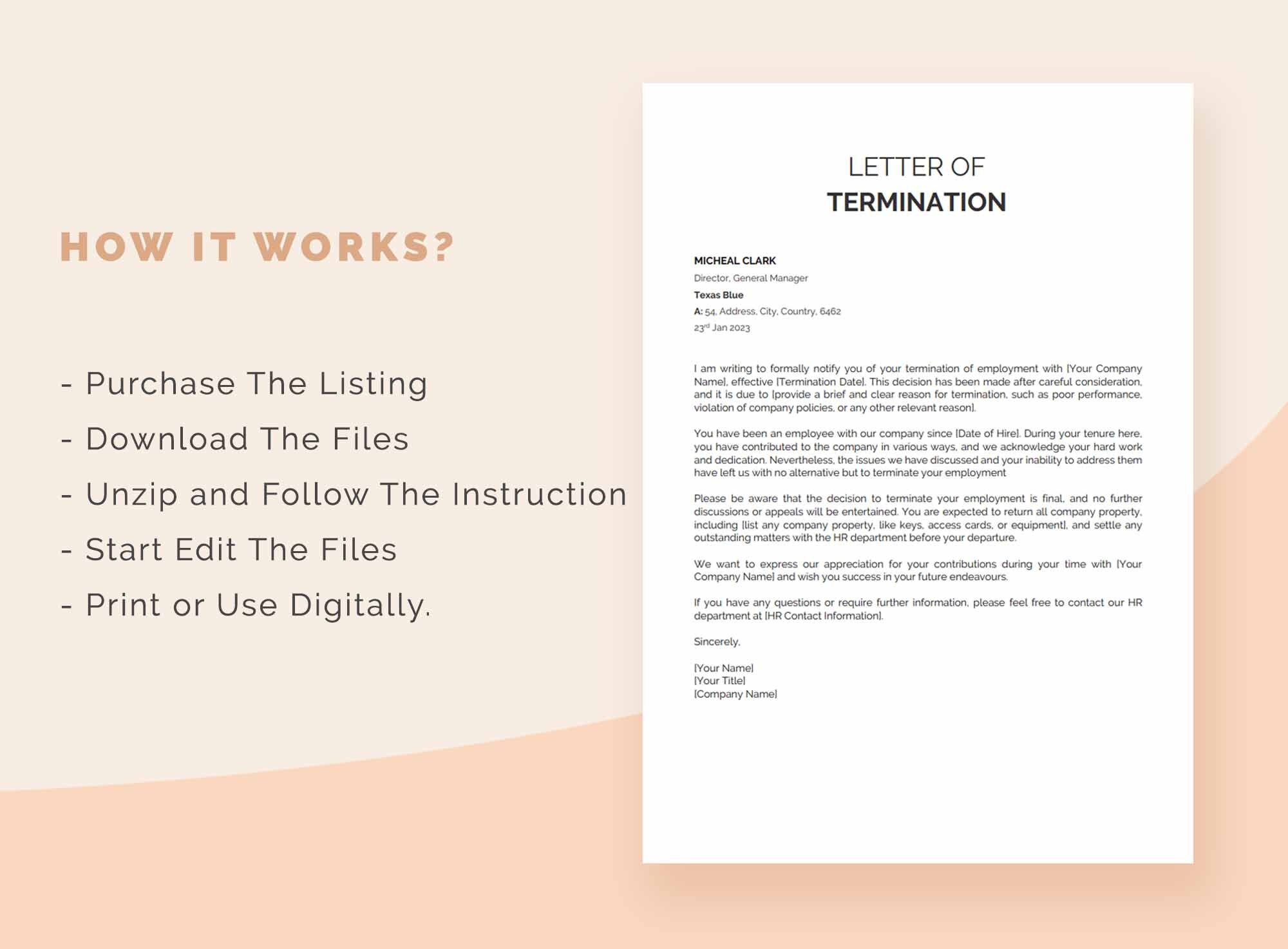 Termination Letter, Termination Letter to Employee, Termination Letter ...