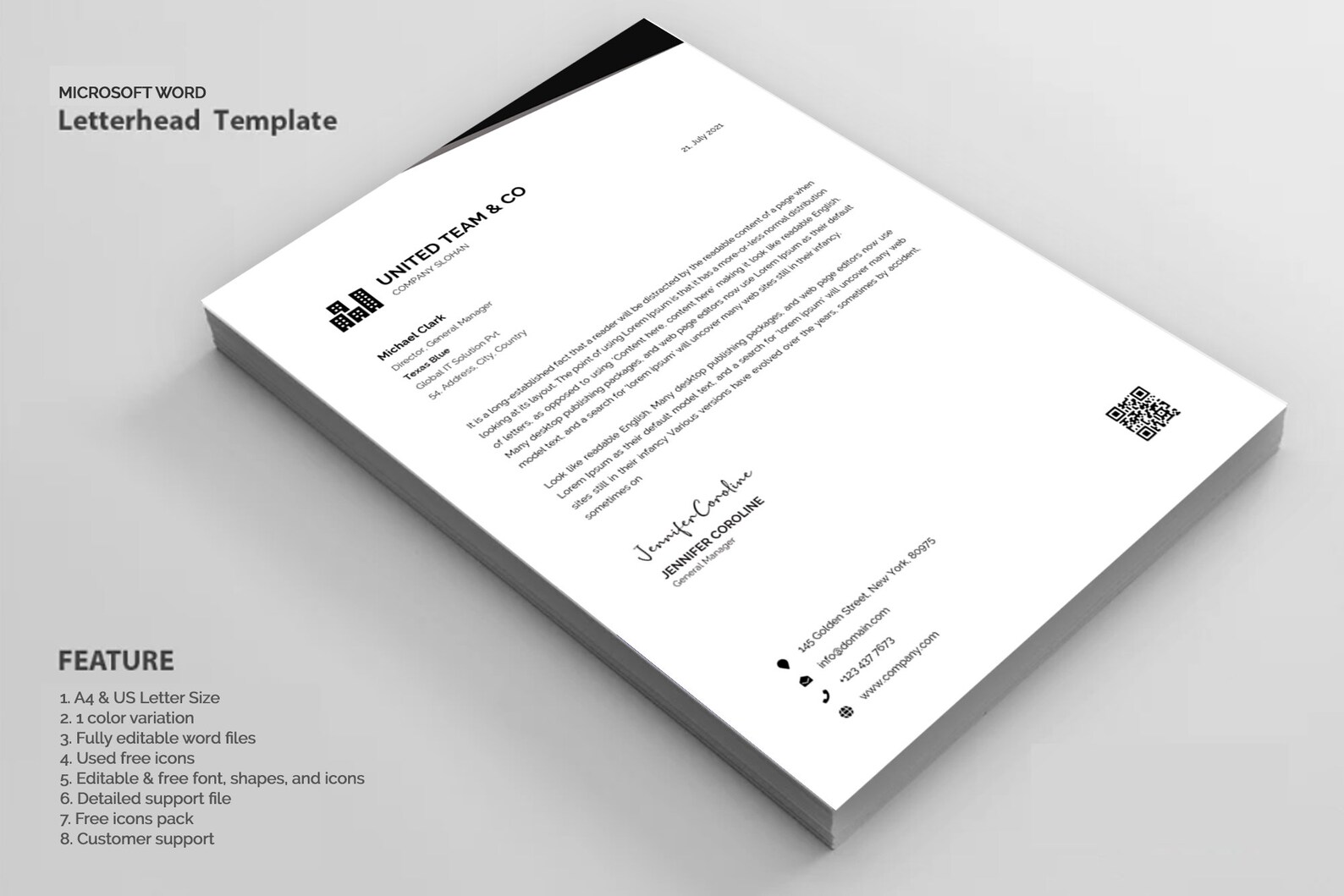 Letterhead Template Business Letterhead Editable Letterhead Etsy