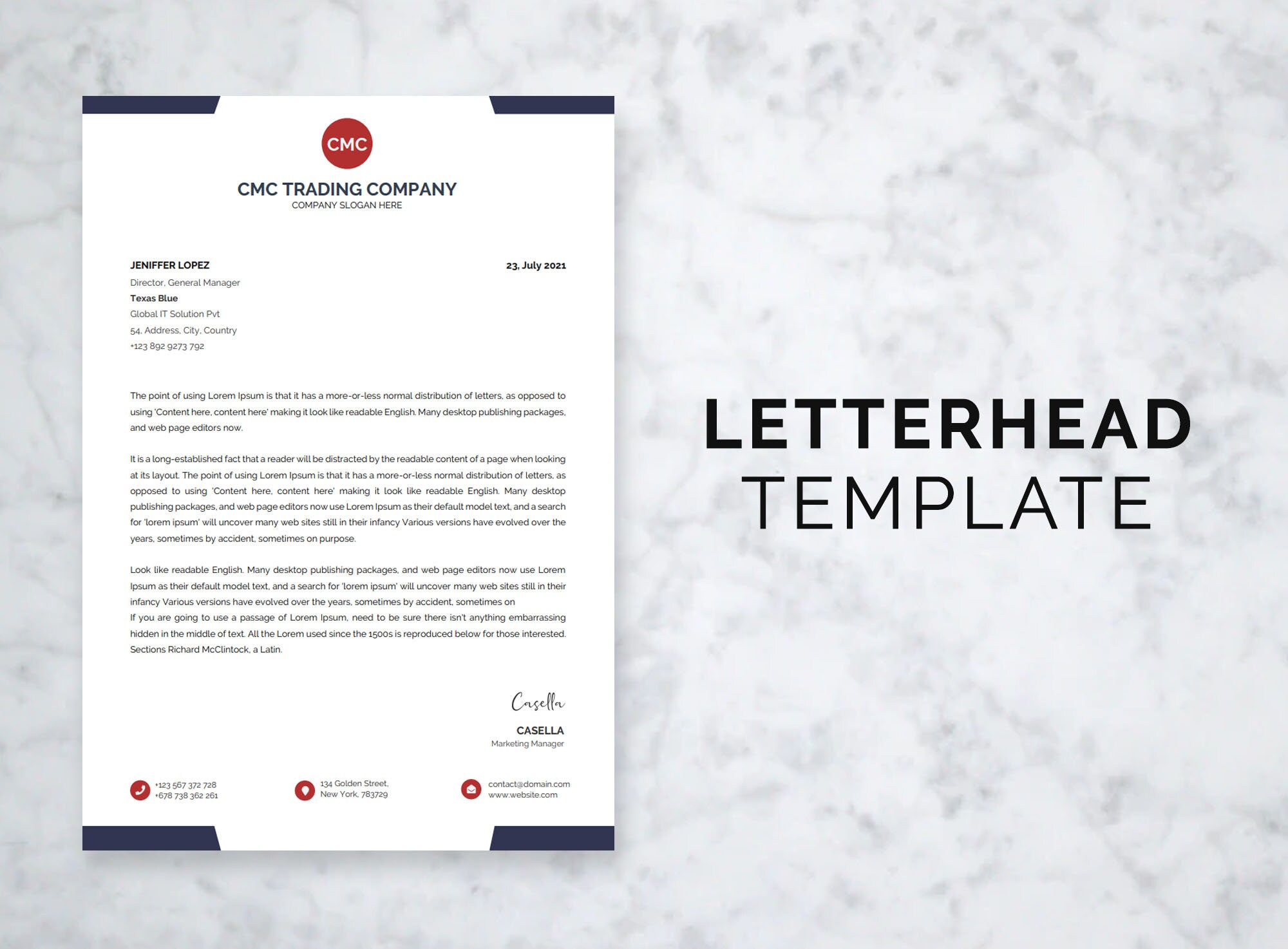 Letterhead Template, Business Letterhead Design, Custom Letterhead
