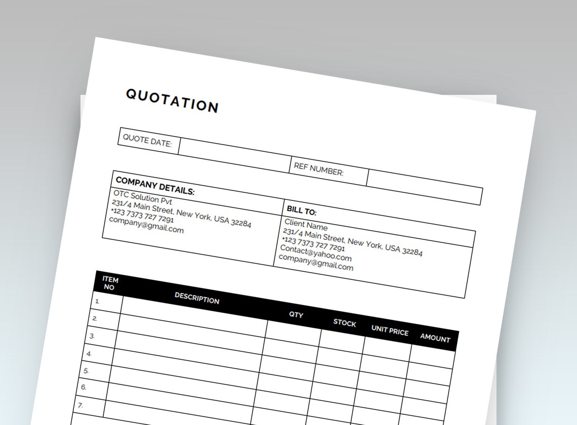 Price Estimate Template, Quotation Template, Quotation Sheet Template ...