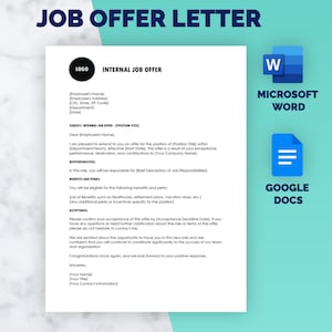 Carta de oferta de trabajo interna, plantilla de oferta de trabajo profesional, Google Docs y Microsoft Word, carta de oferta de empleo, plantilla de carta de oferta de trabajo