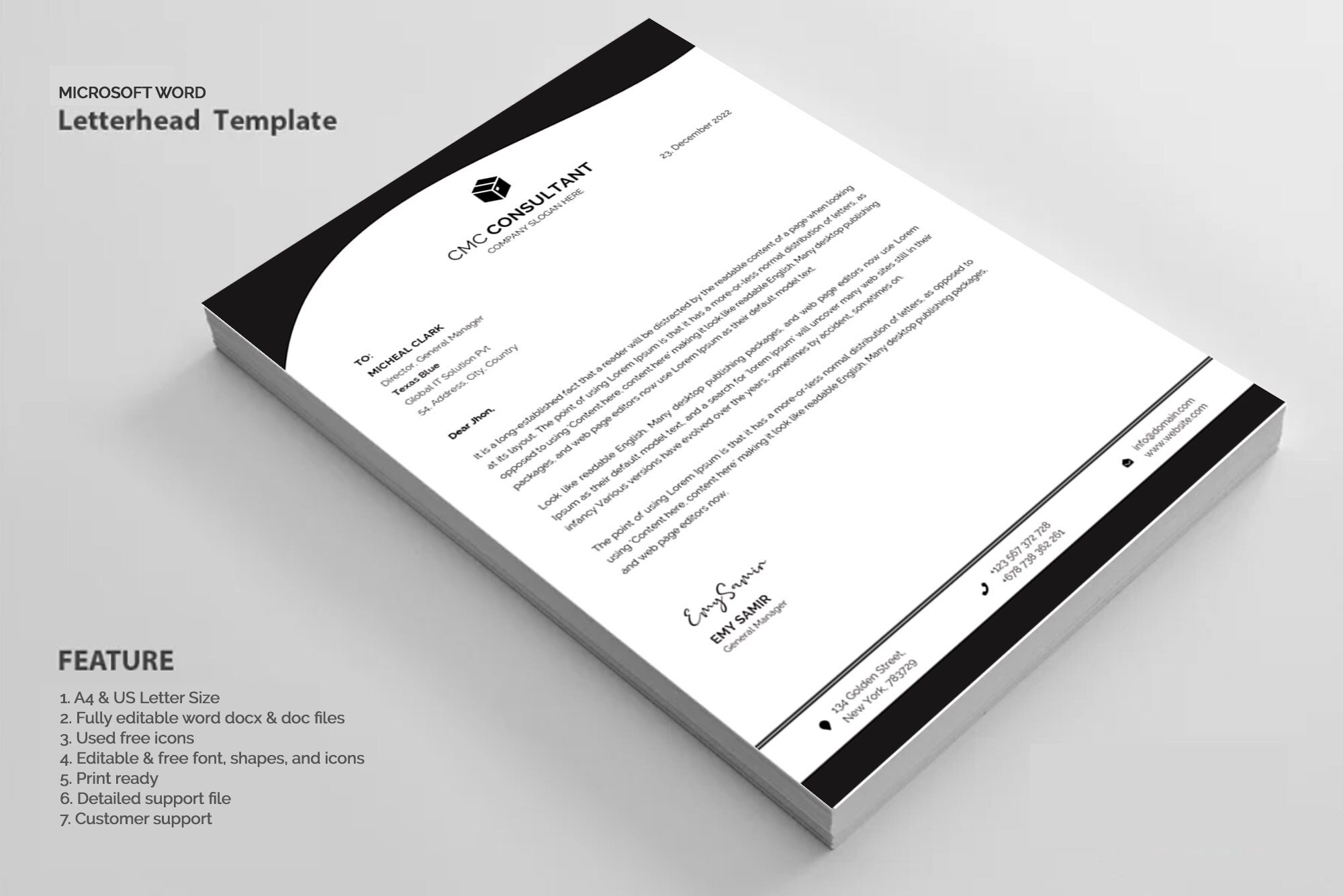 Letterhead Template Company Letterhead Template Letterhead Etsy