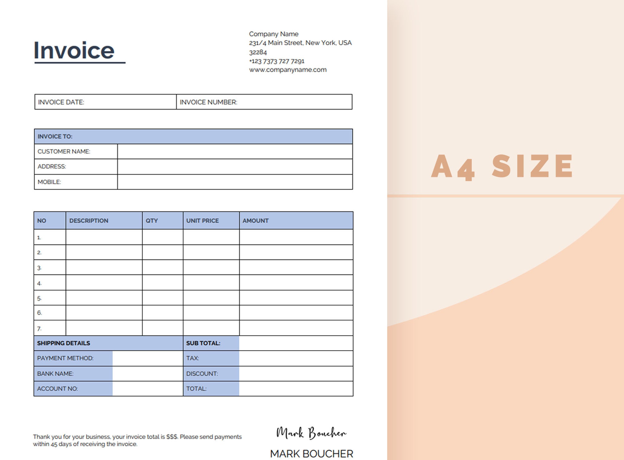 Business Invoice Template Printable Editable Invoice - Etsy