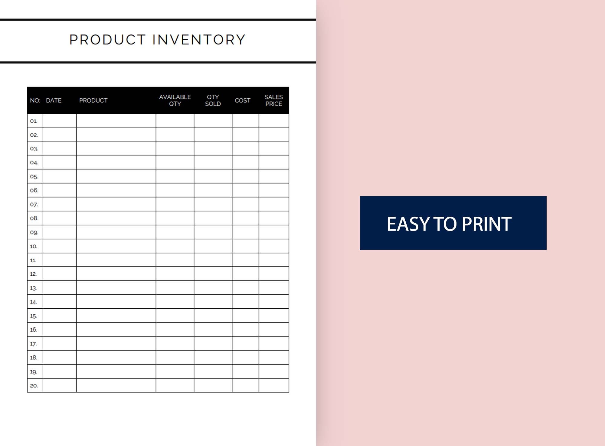 Inventory Management Template Printable, Inventory Management Sheet ...