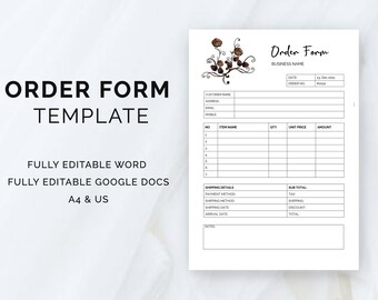 floral order form etsy
