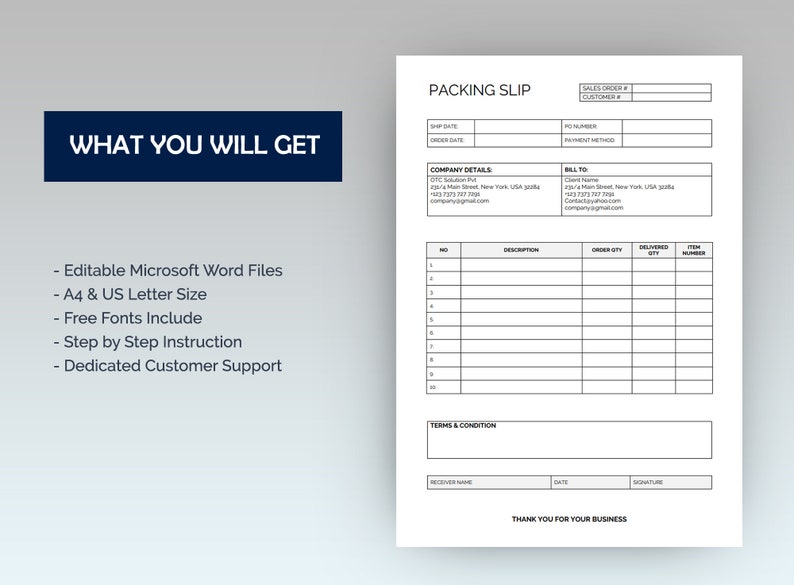 Packing Slip, Editable Packing Slip Template Word Google Docs