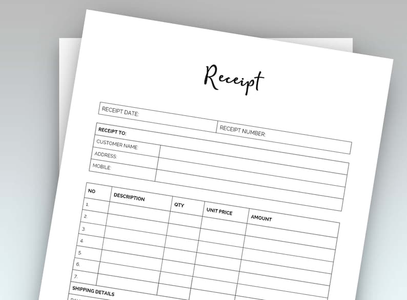 RECEIPT TEMPLATE Editable Word Google Docs, Fully Editable Receipt ...