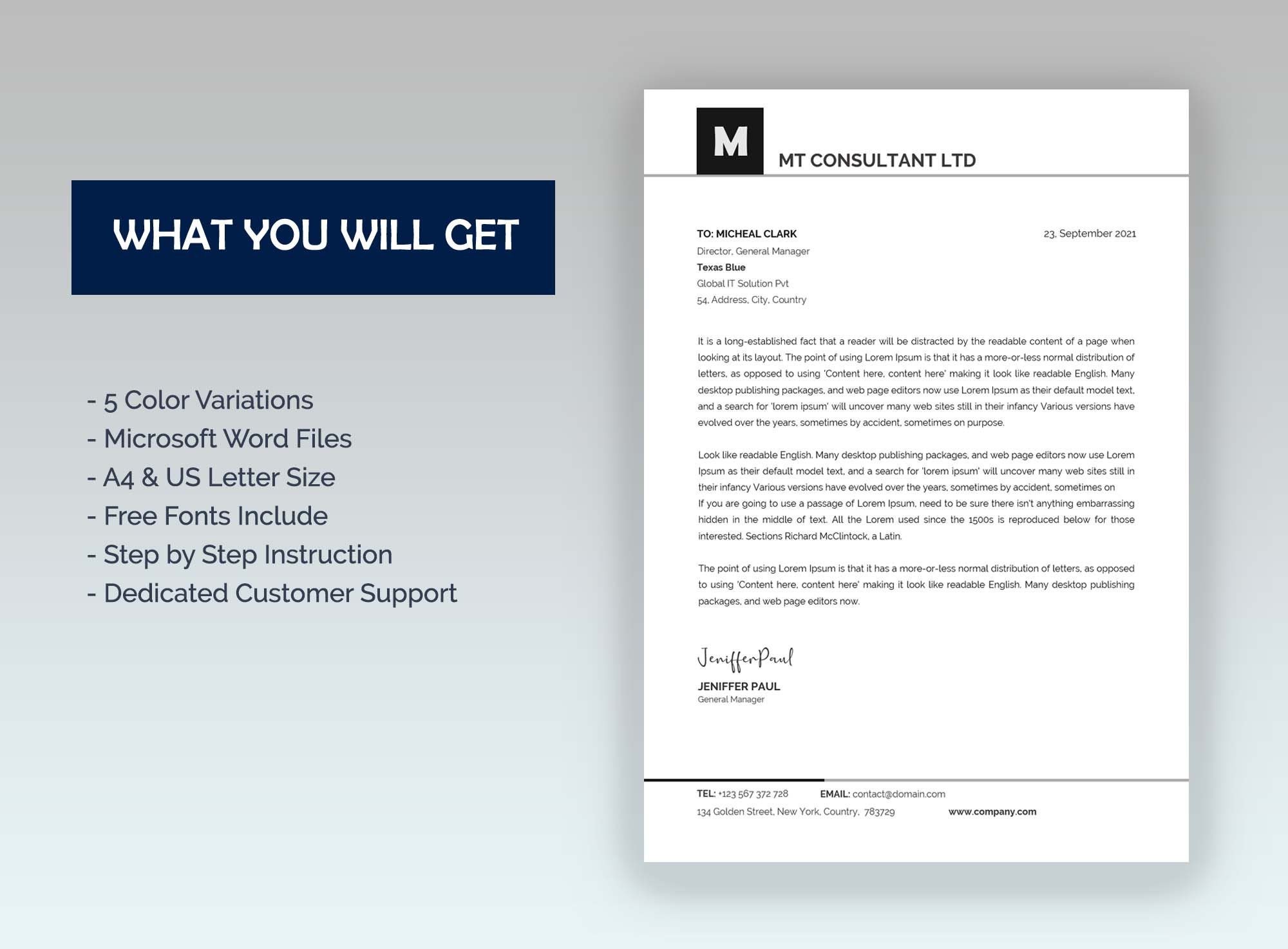 Letterhead Template, Business Letterhead Template, Word Letterhead