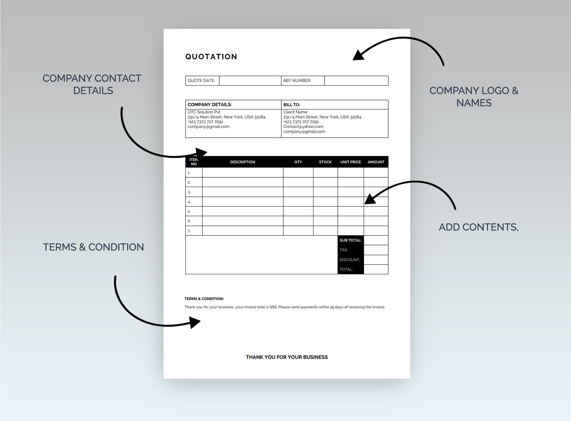 Editable Price Estimate Template, Quotation Template, Quotation Sheet Template, Printable Quote