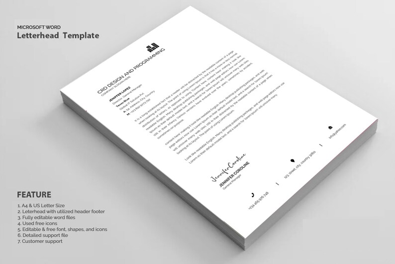 Letterhead Template Company Letterhead Template Letterhead Etsy