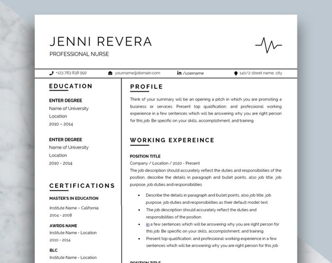 Nurse Resume Nursing Resume Template - Il 1080xN.3976494135 665b 