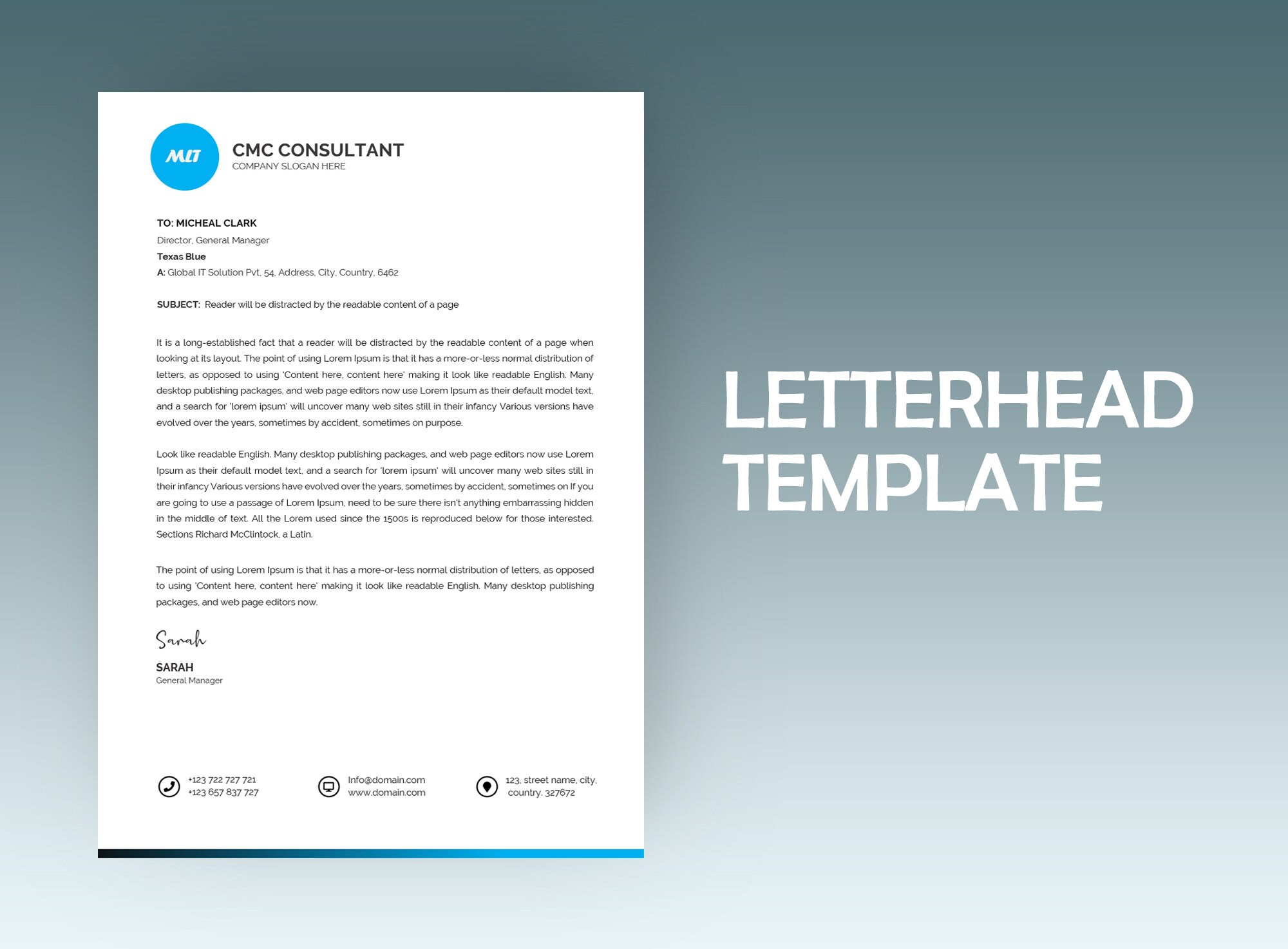 Letterhead Vorlage Word Letterhead Design Corporate  Etsy With Regard To Letterhead Text Template