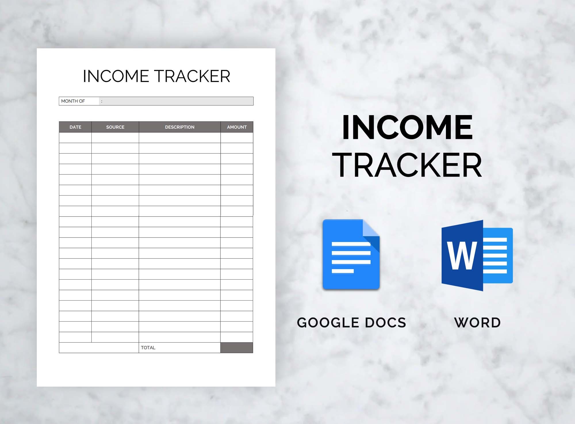 monthly income tracker printable