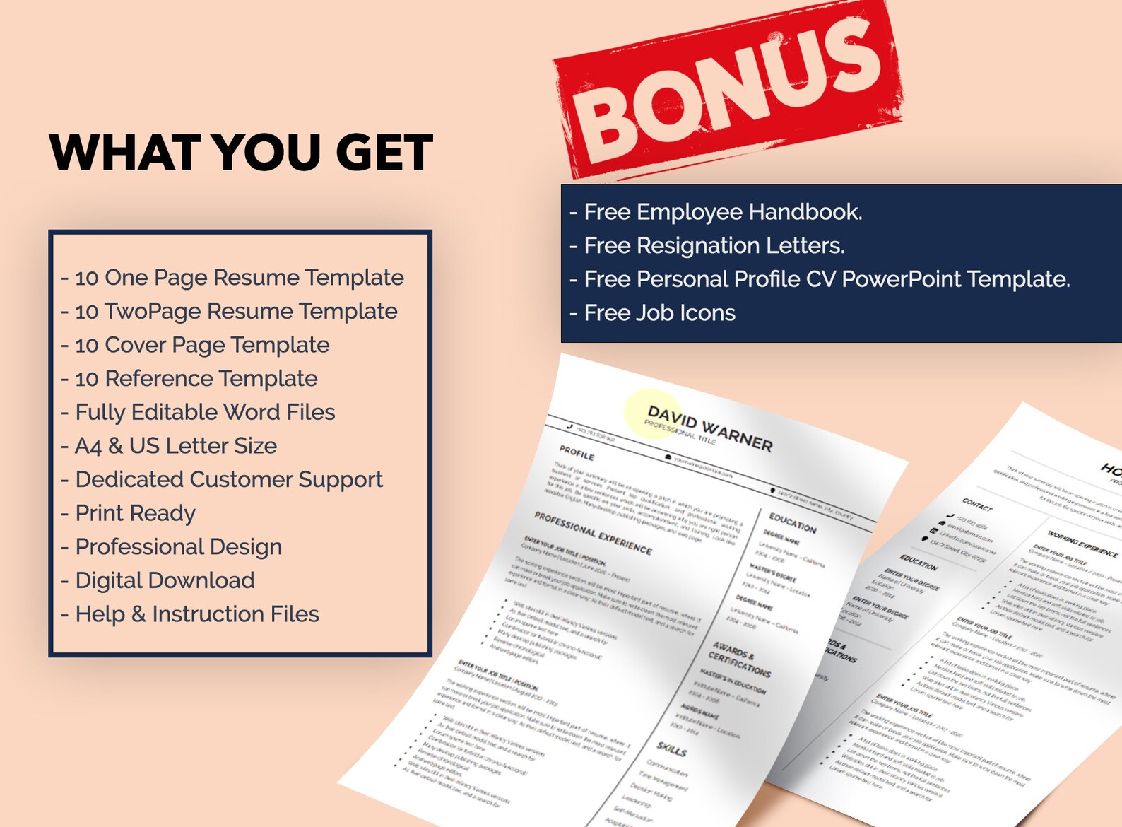 Modern Resume Template Word, Resume Template Word, Clean Executive