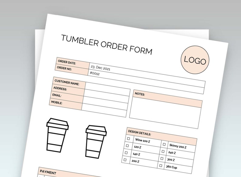 Tumbler Order Form Template Printable Tumbler Order Form - Etsy