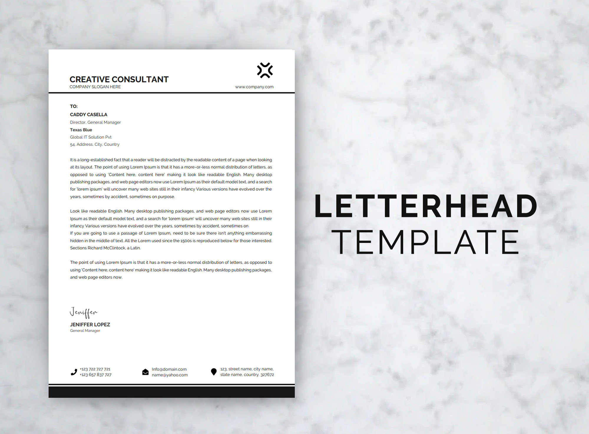 heading or letterhead