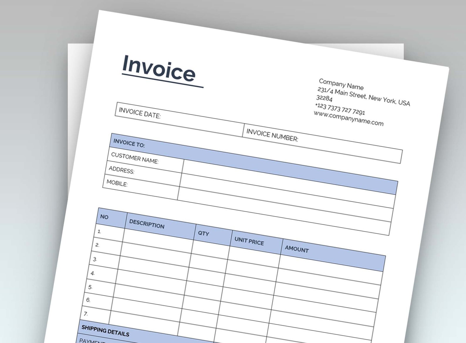 Business Invoice Template Printable Invoice Template Word - Etsy