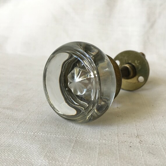 Antique Clear Mercury Glass Door Knob With Spindle Image 0