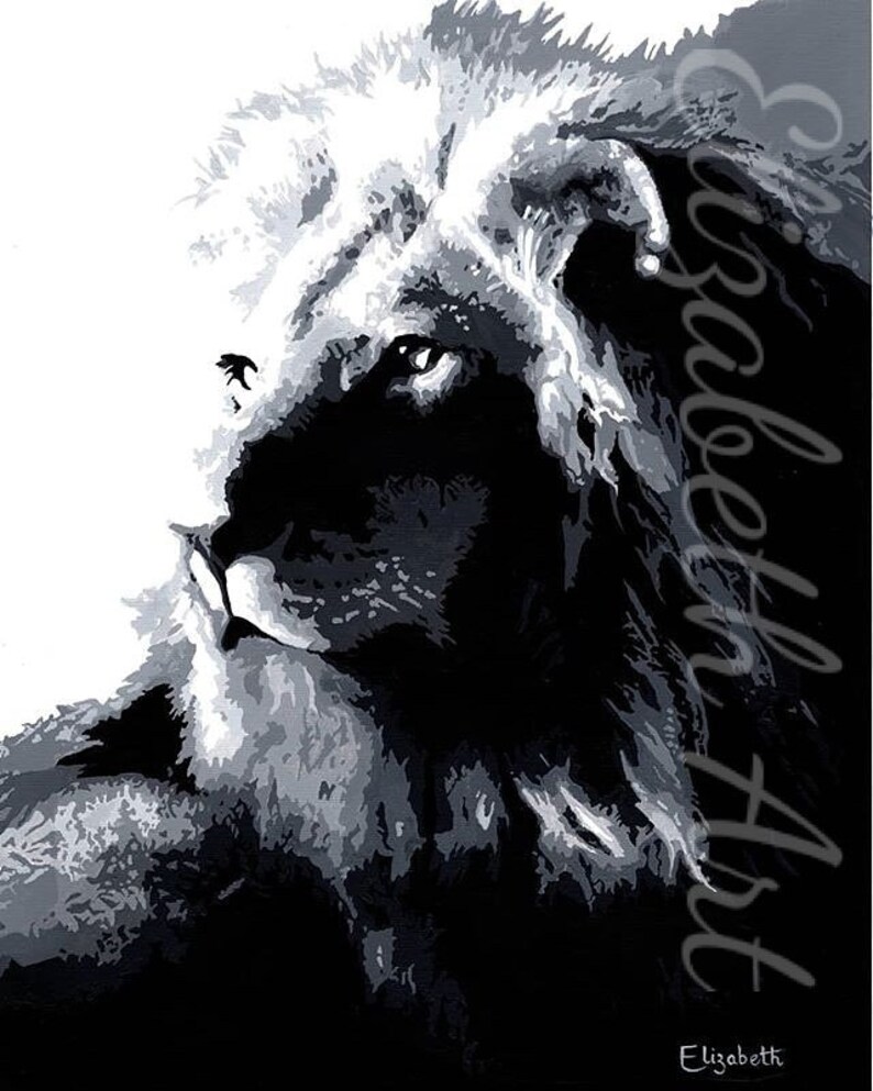 Malone black white art print poster animal art etsy