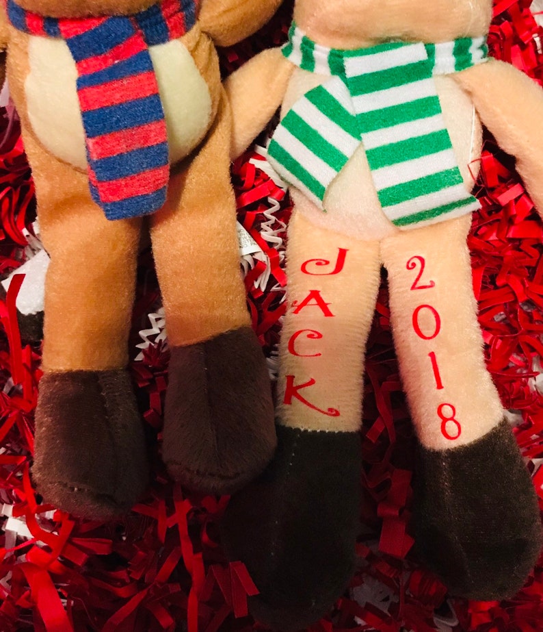 Personalized reindeer plush and cuddly reindeer